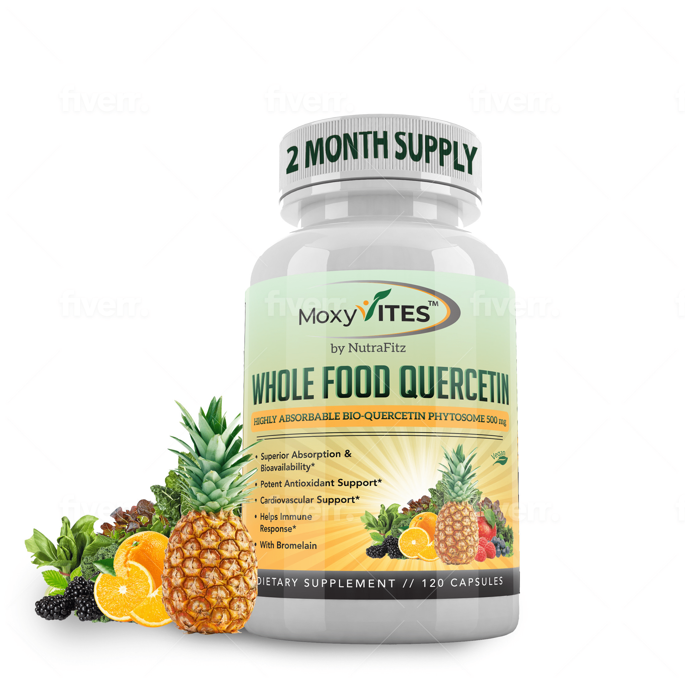 Quercetin Phytosome 500mg with Bromelain Whole Food Supplement 20X