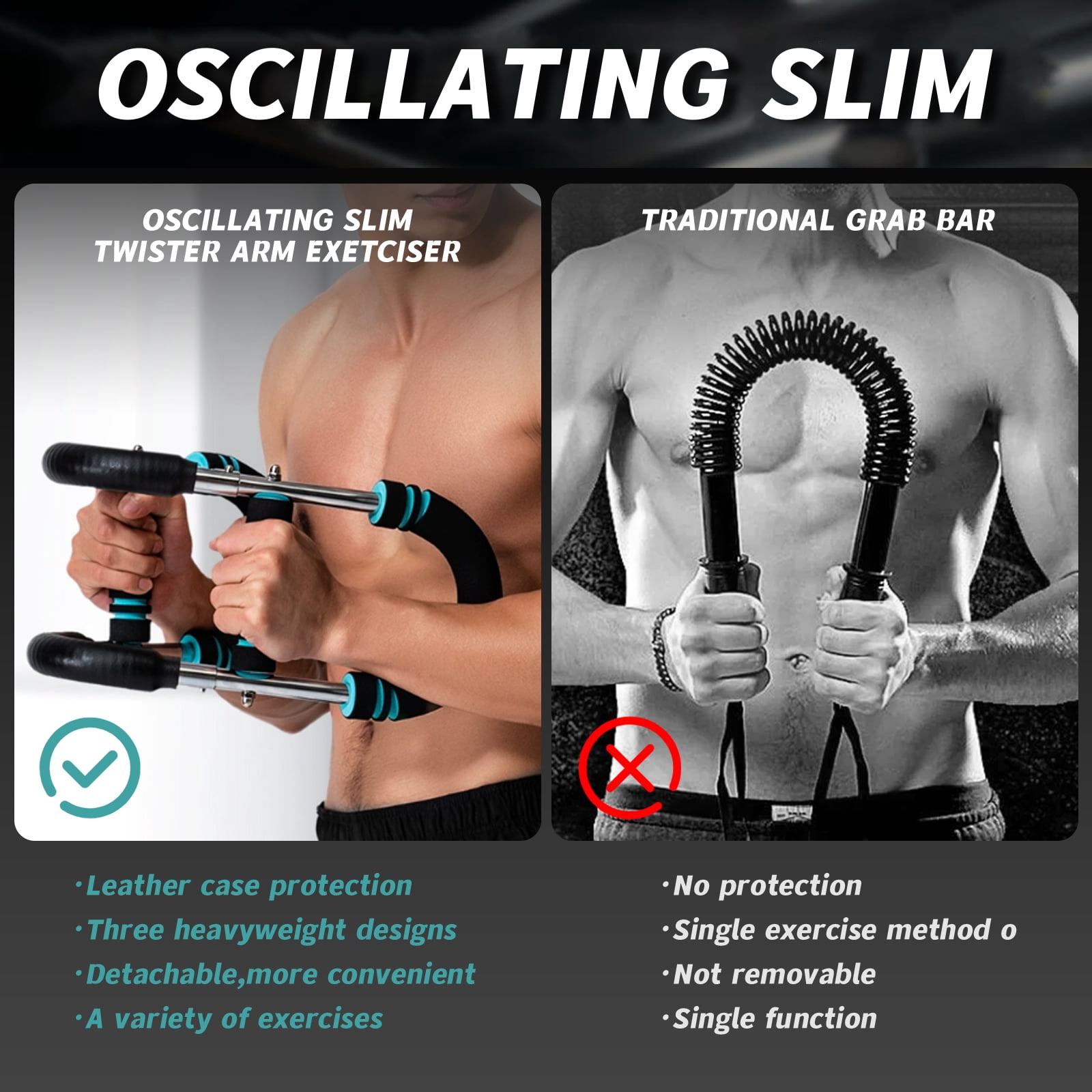 Twister Arm Trainer for Men, 3-Level Adjustable U-Shaped Chest Workout Equipment (65/90/110LB), Arm & Chest Exerciser for Home Gym