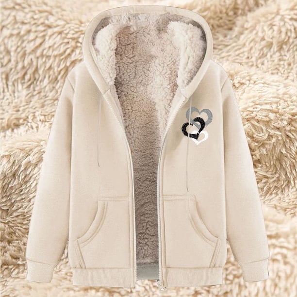 Chaqueta y sudadera informal con capucha de manga larga para mujer, con estampado de moda, de polar y capucha