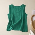 thumbnail image 4 of lcziwo Women Solid Color Tank Top Linen Comfy Sleeveless Camisole Loose Summer Holiday V Neck Undershirt Going Out Tops Green M, 4 of 5
