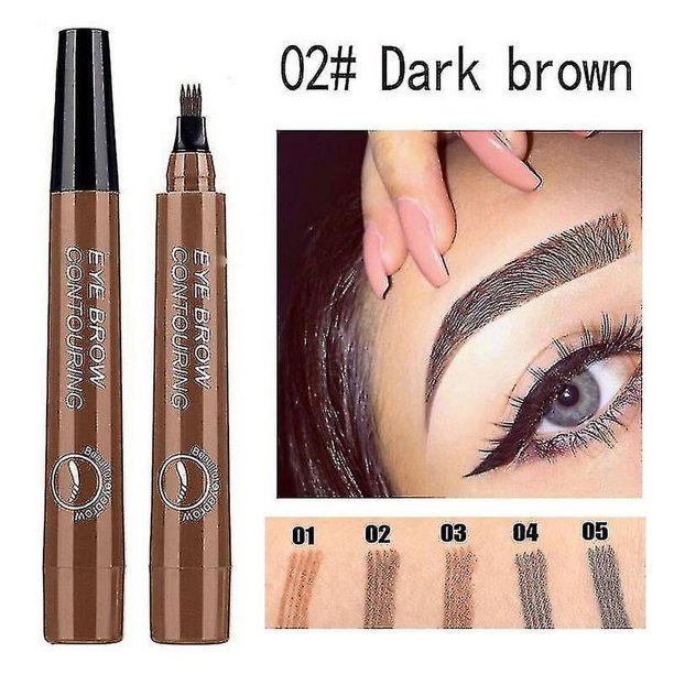 Lápiz para cejas 3d, resistente al agua, 4 puntas de horquilla, lápiz para tatuaje de cejas, boceto fino, maquillaje para cejas, 1 ud.
