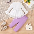 thumbnail image 5 of Infant Baby Girl Clothes Fall Winter Outfits Infant Girl Hooded Sweatshirt Top 3 6 9 12 18 24 Months 2T 3T Pants Set Infant Girls Set,9-12 Months,Light Purple, 5 of 6
