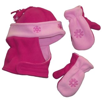 N'Ice Caps Set Cappello E Muffole In Microfelpa Con Fodera Sherpa Per Bambina - Caldo Inverno