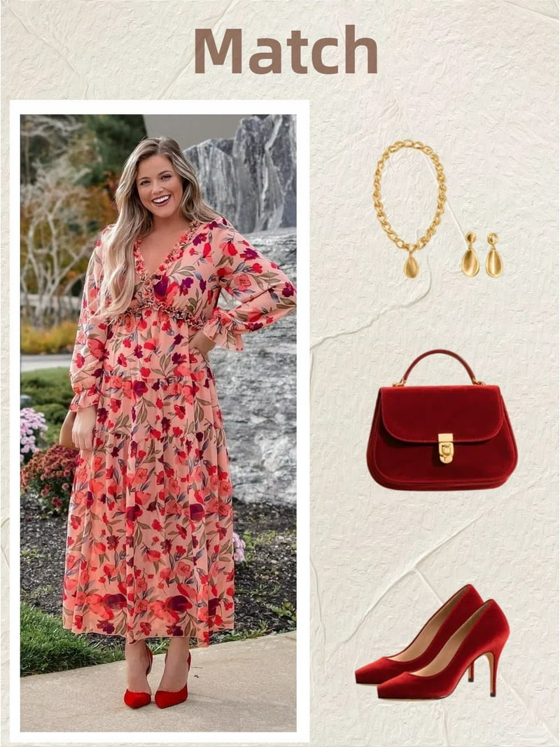 open lace back dress Threadbare Women's Red Floral Print Tiered V-Neck Sleeveless Ladies' Midi  Dress