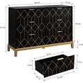 thumbnail image 2 of HLR 48" Modern Dresser for Bedroom, 6-Drawer Wide Chest of Drawers with Gold Lines Carved Design, Dresser TV Stand, Wood Dressers & Chest of Drawers for Bedroom, Living Room, Hallway (Black), 2 of 12