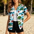 thumbnail image 3 of Christmas in July Shirt for Women Hawaiian Xmas Button Down Shirts Funny Santa Claus Tshirt Casual Holiday Tee Tops Summer Clothes, 3 of 6