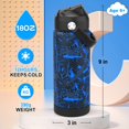 thumbnail image 2 of Ntswasd Botella De Agua Para Niños Con Pajita, Vasos Aislados Para Niños De 18 Oz Con Acero Inoxidable A Prueba De Fugas Para Deportes Escolares Y Viajes (Geometría-Azul), 2 of 5