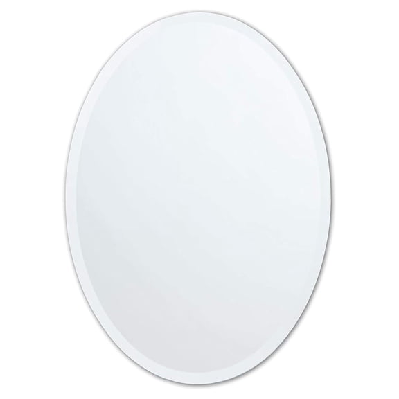 Better Bevel Frameless Oval Mirror, 22" x 28" Bathroom Wall Mirror w/Beveled Edge