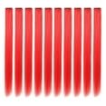 thumbnail image 2 of Onedor 23 Inch Colored Party Highlights Straight Hair Clip Extensions. Heat-Resistant Synthetic Hair Extensions in Multiple Colors (10 Pcs Red), 2 of 5