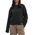 thumbnail image 1 of Hauts Décontractés pour Femmes Col Rond Manches Longues Chandail Tricoté Ample, 1 of 9