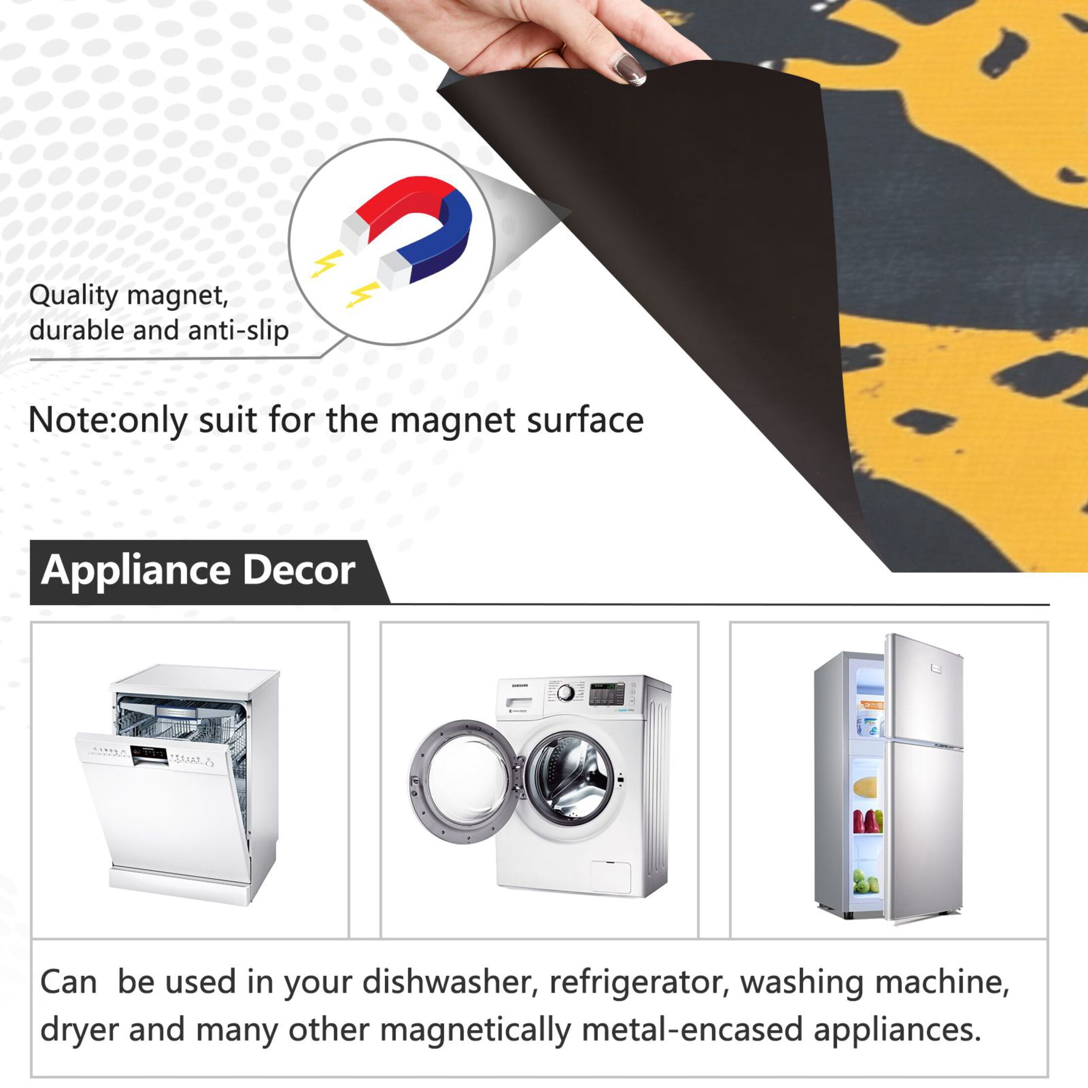 Dishwasher Magnetic Sticker 23x26 Inch Refrigerator Magnetic Sticker Washing Machine Magnetic Sticker Kitchen Panel Magnetic Sticker Home Decor Cute Yellow Giraffe
