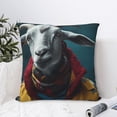 thumbnail image 4 of Fuzoiu Surrealist Goat Print Square Pillow Cover,Hidden Zipper Design,Luxury Square Pillow Case, Throw Pillow,Couch Cushion-18"x18", 4 of 7