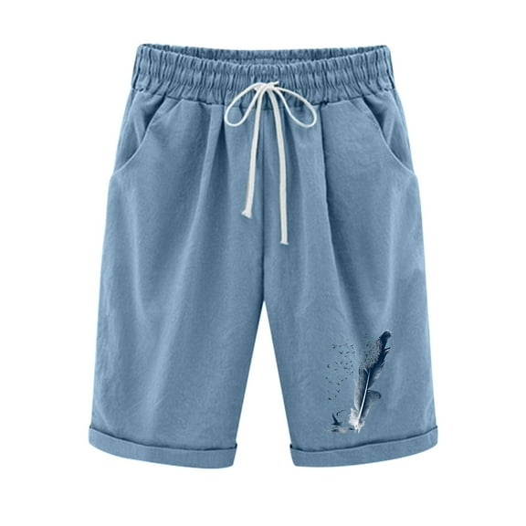 YANHAIGONG Shorts For Women Fashion Women Short Printed Tight High Waist Pocket Elasticity Sports Half Shorts Pants