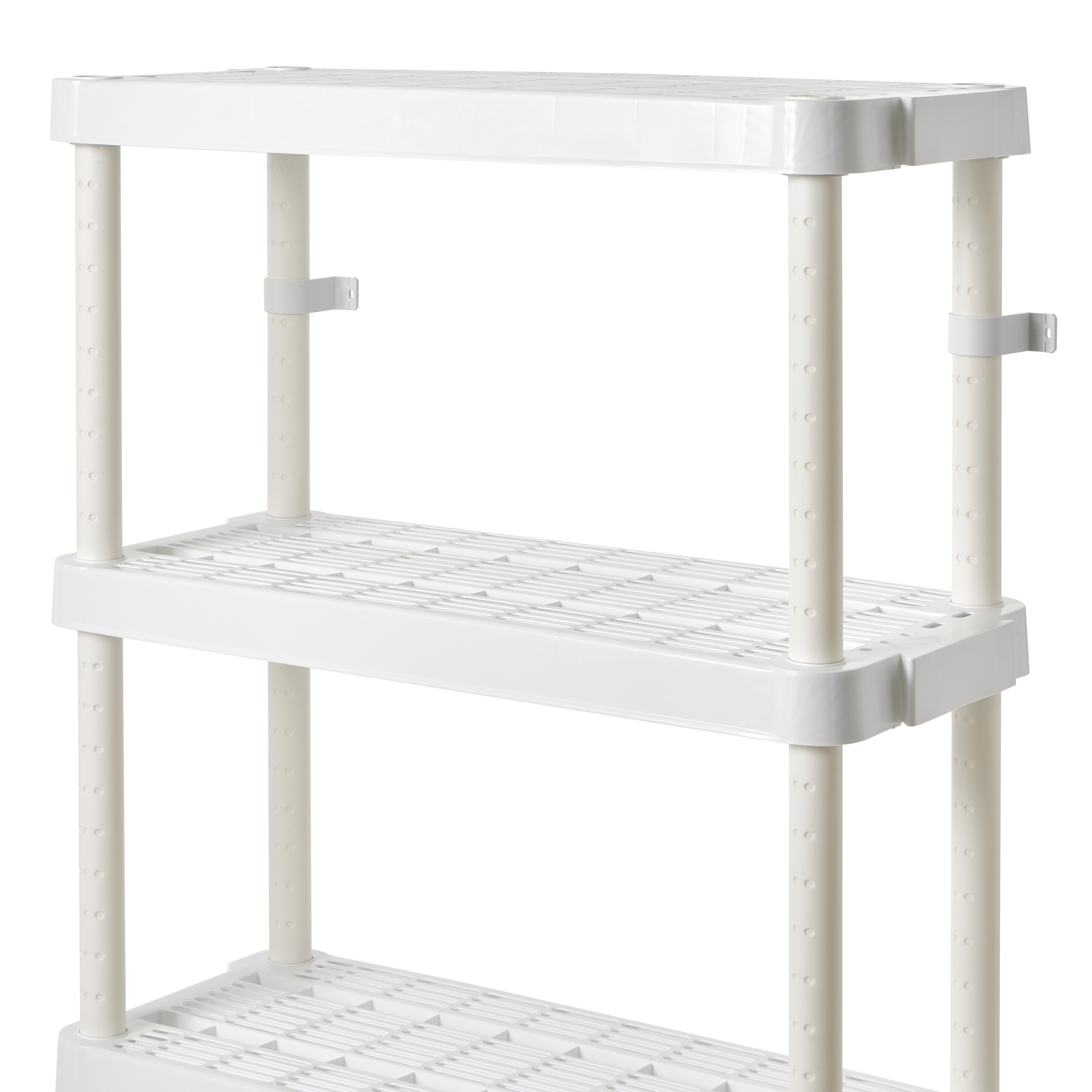 Gracious Living 4 Shelf Adjustable Ventilated Medium Duty Shelving Unit 14  x 32 x 54.5, White 