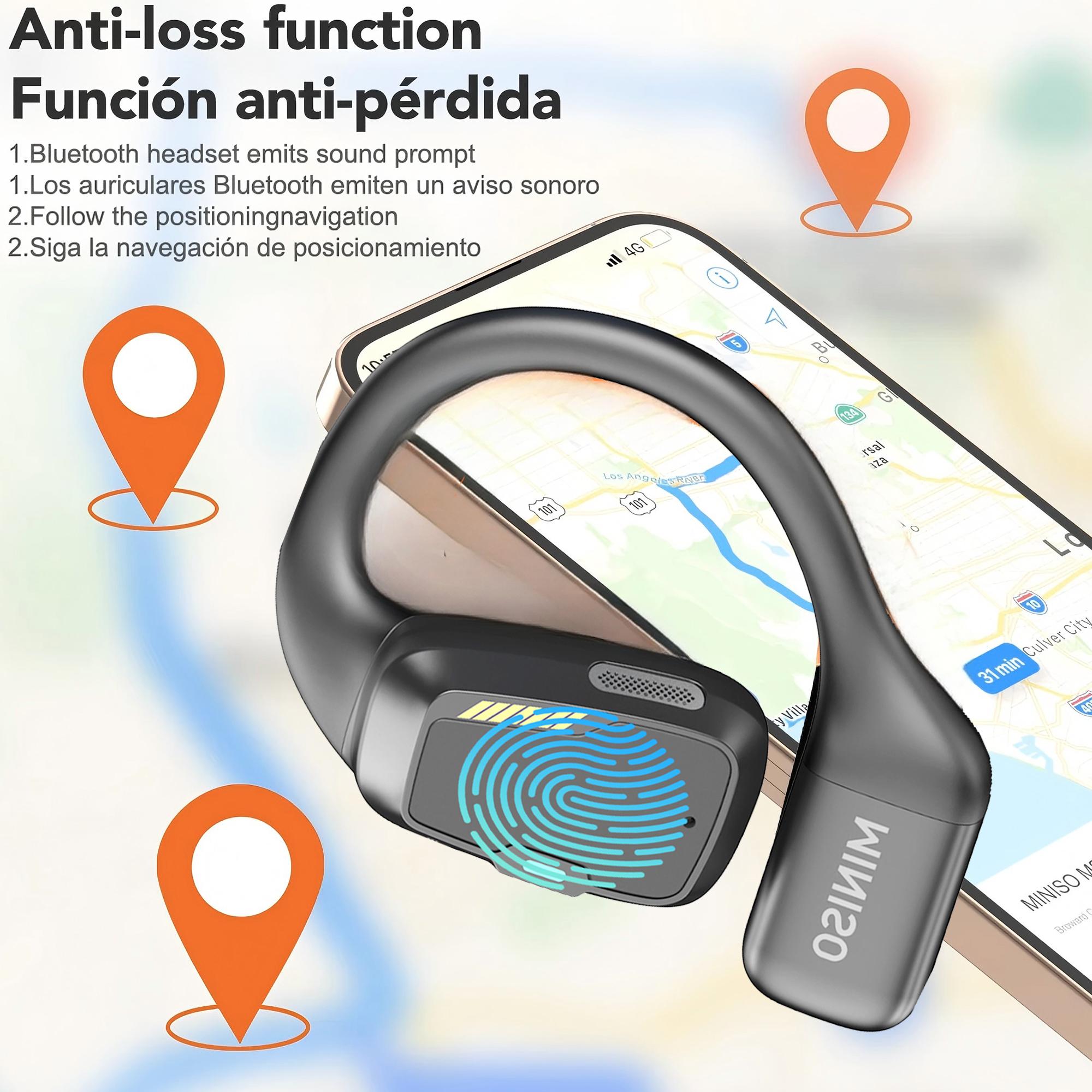 MINISO M98 Open Ear Earbuds Wireless Earbuds AI 135 Language Translator Earbuds with Smart Screen Mic,Bluetooth Earbuds Sport IPX7 Waterproof,Black