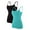 Aqua Blue /Black, variant on Women's Cotton Camis Tank Top Basic Undershirts, 2 Pack