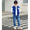 thumbnail image 2 of Aideaone Kids Baseball Jackets Boys Button up Toddler School Varsity Uniform Casual Sport Coat for Toddler Boy 3-6T, 2 of 7