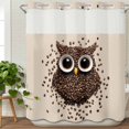 thumbnail image 3 of Coffee Owl No Hook Shower Curtain Waterproof, Bathroom Curtains with Snap in Liners and See Through Top Window, Cute Bird Big Eyes Animals Brown Beans Hotel Style Bathtub Curtains Shower 72"Wx78"L, 3 of 8