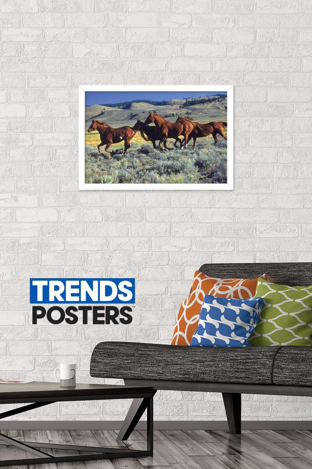 Animals - Horses Running on the Planes Wall Poster, 14.725" x 22.375", Framed