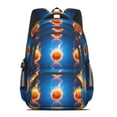 thumbnail image 2 of Basketball and Fire Blue Pattern Cute School Backpack Bag with Padded Back and Adjustable Shoulder Straps 16.9 X 12.6 X 5.9 Inches, 2 of 5