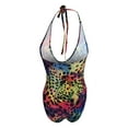 thumbnail image 7 of fartey Women’s Retro 80s/90s One Piece Swimsuit Scoop Neck Halter tie Low Back Gradient Print Bathing Suit Beachwear, 7 of 7