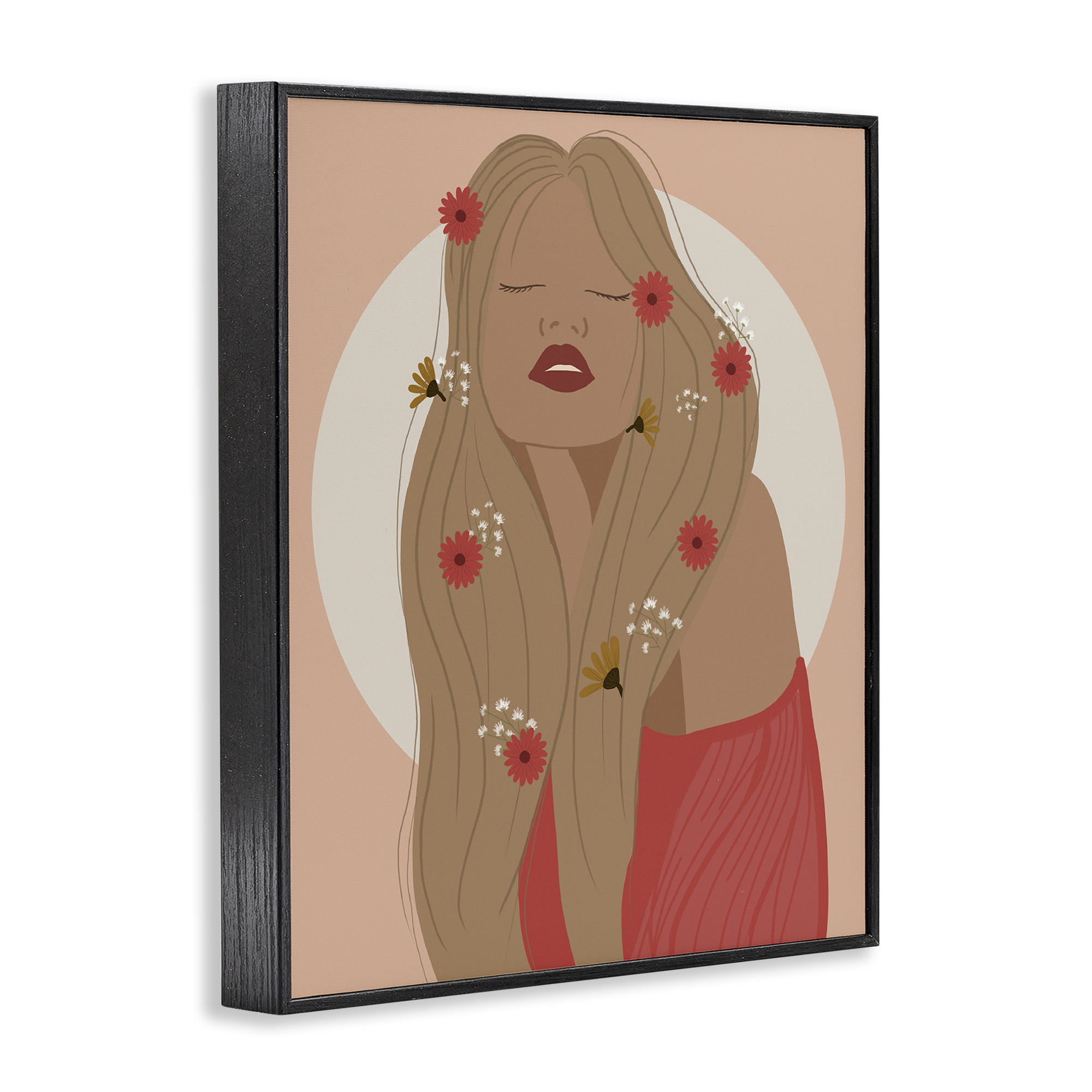 Stupell Industries Hippie Boho Girl Novelty Painting Black Framed Art Print Wall Art, 16 x 20