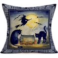thumbnail image 4 of Paquete de 4 fundas de almohada de Halloween, aterradoras, con lápida de cuervo, gato negro, calabaza, 45 x 45 cm, 4 of 5