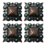 1-1/2" Set of 4 Copper Engraved Turquoise Tack Belt Bag Jewelry Decorative Conchos CO64