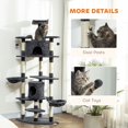 thumbnail image 4 of 79" Tall Dark Grey Cat Tree Condo - Multi-Level Scratching Post & Activity Center for Indoor Cats - Sturdy Bamboo & Plush Design - Living Room/Bedroom Use, 4 of 7