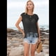 thumbnail image 5 of Top Corto de de Ganchillo con Borlas para Mujer, Sexy, de Corta, de Rejilla Transparente. Negro L, 5 of 9