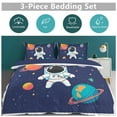 thumbnail image 5 of 3 Pcs Soft Bedding Set, Includes 1 Duvet Cover with Zipper And 2 Pillow,Shams Cartoon Space Astronaut King(102"×90"), 5 of 8
