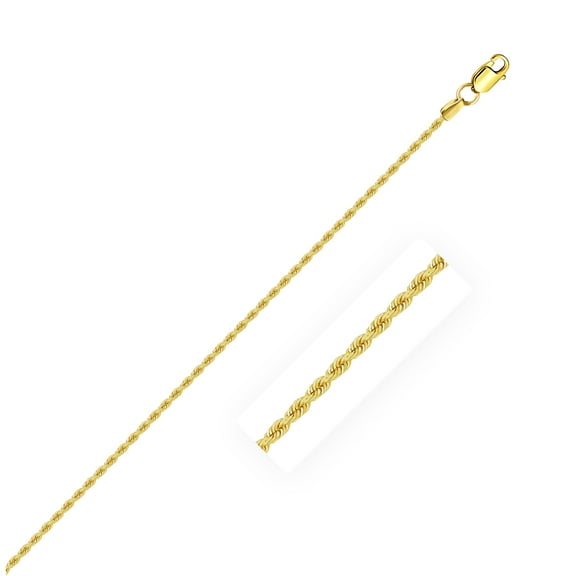 14k Yellow Gold Solid Rope Chain 1.25mm 18 in