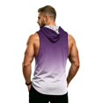 thumbnail image 7 of Men's Sleeveless Gradient Hoodie Tank, Muscle Fit Pullover Workout Vest with Pocket - Breathable Quick-Dry Athletic Shirt for Summer Gym & Bodybuilding Purple M, 7 of 7
