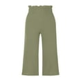 thumbnail image 2 of Women Ruffled Wide-leg Pants  Summer Casual Loose High Waist Solid Color Trousers, 2 of 4