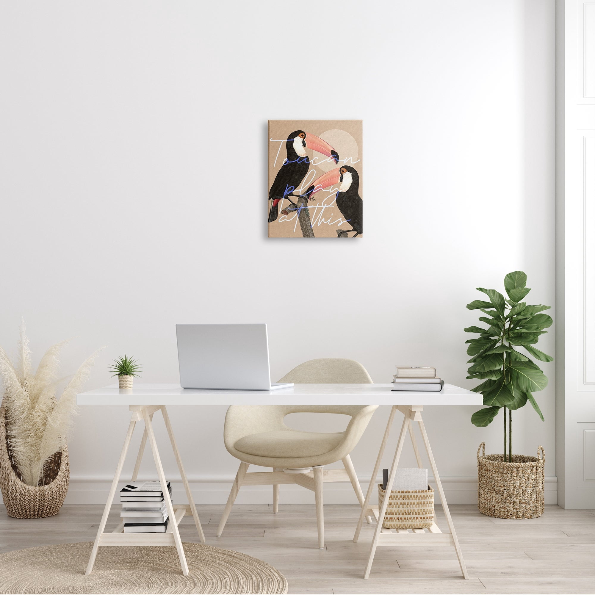 Stupell Industries Toucan Play at This Funny Phrase Tropical Birds, 36 x 48,Design by Daphne Polselli