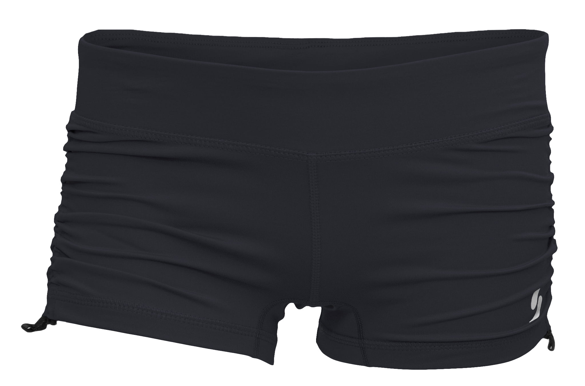 black ruched shorts