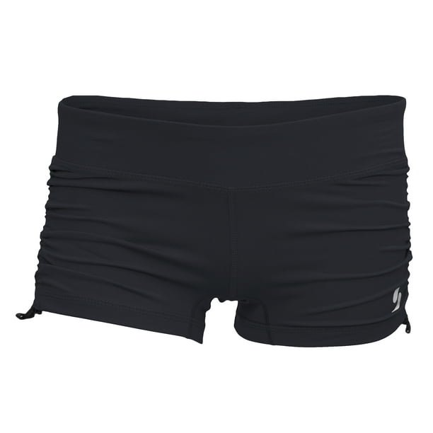 black ruched shorts