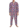 thumbnail image 3 of Salouo colorful Skull flower daisy Print Button-Front Long Sleeve Pajama Set for Men, Soft 2Pjs Men's Long Sleeve Sleepwear-Large, 3 of 7