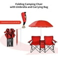 thumbnail image 6 of YEXJ Double Camping Chair with Umbrella, Folding Loveseat Chairs w/Canopy Shade, Carrying Bag, Table, Cup Holder, Portable Beach Chairs Outdoor Picnic Patio,Red, 6 of 10