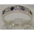 thumbnail image 2 of LBG 18k White Gold Natural Diamond and Sapphire Womens Band Ring (0.18 cttw, H-I Color, I2-I3 Clarity), 2 of 5