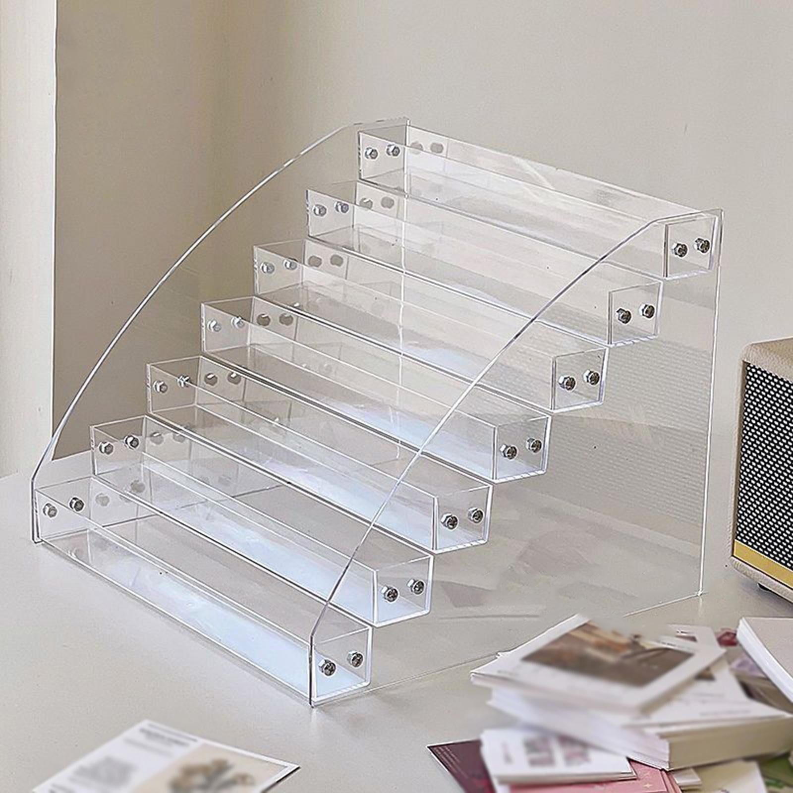 Colaxi Acrylic Business Card Holder Display Stand, Desktop Dispenser Office Home Supplies Display Shelf for Toy Stationerry Lipstick 7 Tier