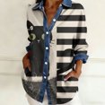 thumbnail image 2 of Bovemsi Oversized Tshirts for Women Comfort Denim Collar Front Patchwork Long Sleeve Button Detail Tops for Women Trendy M, 2 of 4