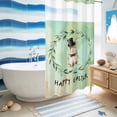 thumbnail image 5 of No Hook Shower Curtain, Teal Green Easter Shower Curtains for Bathroom with See Through Top Window, Spring Bunny Eucalyptus Leaves Waterproof & Washable Bath Curtain Narrow 54"x78", 5 of 9