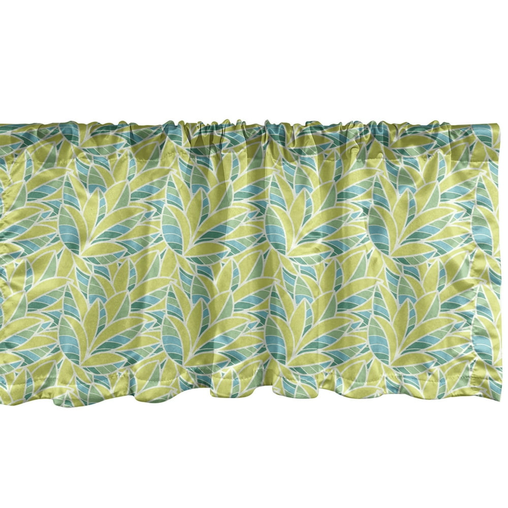 Botany Window Valance, Rhythmic Retro Vivid Green Leaves Art Botanical