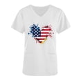 thumbnail image 5 of Haut à Col en V Imprimé pour la Fête de l'Indépendance pour Femmes, Manches Courtes, Mélange Polyester-Spandex, Blanc, Coupe Décontractée, pour Usage Quotidien, 5 of 5