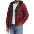 thumbnail image 3 of GIRUNS Men's Plaid Shirts Jacket Fleece Flannel Lined Long Sleeve Shirts Sherpa Button Down Coat With Hood Red M, 3 of 9