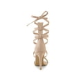 thumbnail image 2 of BLISSFUL STEP Women's Open Toe Stiletto Heeled Lace up Solid Sandals Nude 10, 2 of 7