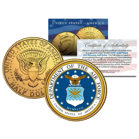 United States Rare Coins - United States AIR FORCE * Emblem * 24K Gold Plated JFK Half Dollar Coin MILITARY