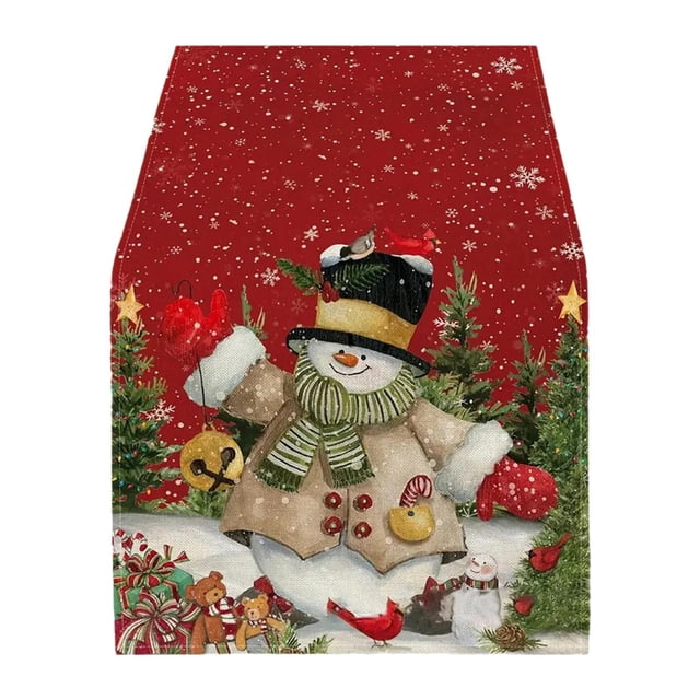 Mantel de mesa navideño, mantel de comedor navideño, decoración para fiestas en casa Muñeco de nieve