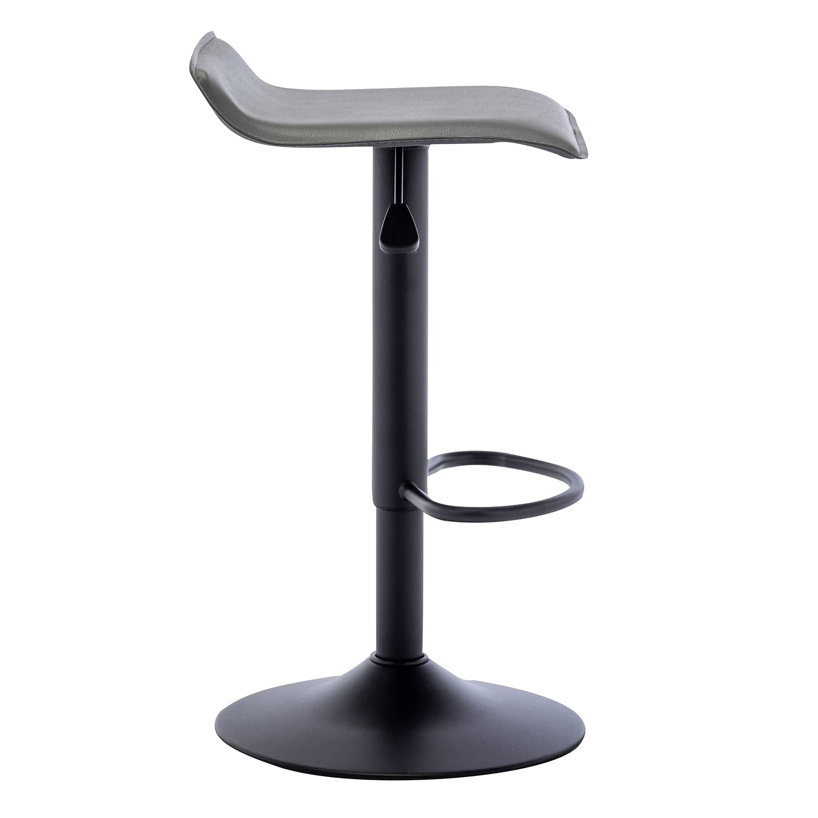 Backless Bar Stools Set of 2, 360° Swivel Adjustable Height PU Leather Bar Chairs, Modern Simple Counter Stools for Kitchen Island, Dining, Bar or Café Use (Gray)